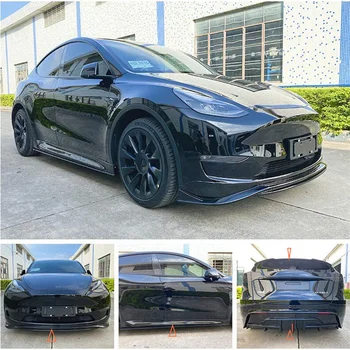 Za Tesla Model Y 2020 2021 2022 2023 Visoko Kakovostne ABS Gloss Črna Spredaj Ustnice Zadnji Difuzor Odbijača Telesa Strani Krilo Kit Spojler