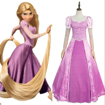Zapleten cos Princess Rapunzel Obleko Cosplay Kostum Ženske Obleka za Obleko Obleko za noč Čarovnic Pustni Kostum po Meri