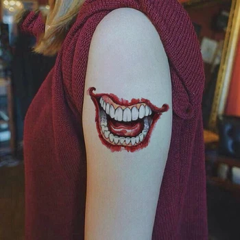 Začasni Tattoo Ponaredek Tattoo Nalepke Happy Halloween Brazgotina Ustnice Nasmeh Flash Tatto Strani Stopala Nepremočljiva Tetovaže Za Moški Ženske Otroci 1
