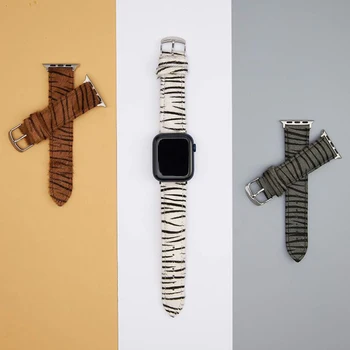 Zebra Print Plišastih Usnje Pasu Za Apple Watch Trak 38 mm 40 mm 42mm 44 41mm 45mm Zapestnica iWatch Serije 8 7 6 5 4 SE Watchband