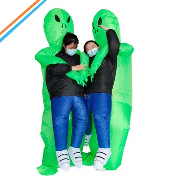 Zelenega Tujec Kostum Napihljivi Cosplay Smešno Kostum Obleko Stranka Fancy Oblačenja Noša Halloween Kostum za Odrasle, Otroci