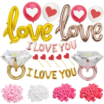 ZLJQ Ljubim Banner Rose Zlata Rdeče Srce Latex Baloni za Valentinovo Odlikovanja Predlaga Poroko, Rojstni dan Dobave 1