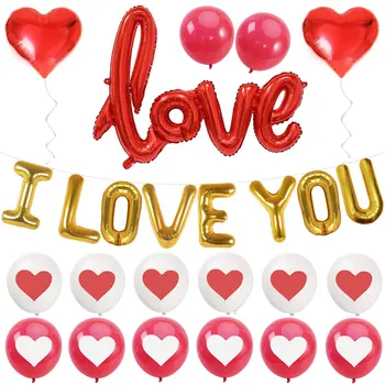 ZLJQ Ljubim Banner Rose Zlata Rdeče Srce Latex Baloni za Valentinovo Odlikovanja Predlaga Poroko, Rojstni dan Dobave 3