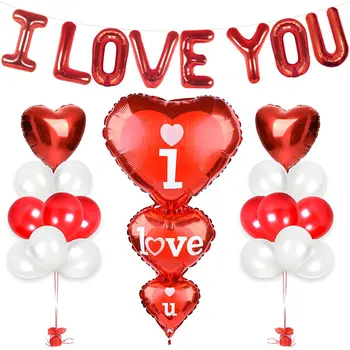 ZLJQ Ljubim Banner Rose Zlata Rdeče Srce Latex Baloni za Valentinovo Odlikovanja Predlaga Poroko, Rojstni dan Dobave 5