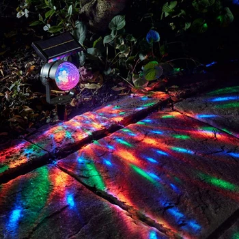 Zunanji Solar Powered Reflektor Vodotesen IP65 Multicolor Disco Fazi Lučka za Božično zabavo Vrt Lasersko Projekcijo Luči
