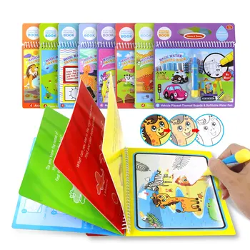 Čarobno Vodo Risanje Knjige 8 Stilov, Barvanje Doodle Čarobno Pero Za Risanje Igrače Zgodnje Izobraževanje Igrače Za Otroke Darilo Za Rojstni Dan