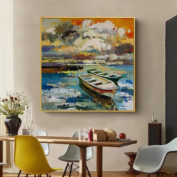 Čoln Na Morju, Oljna Slika Na Platnu, Ročno Poslikane Stene V Slikah, Za Dnevni Sobi Doma Dekoracijo Slike Ročno Brez Okvirja 3
