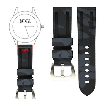 Šport Prikrivanje Potapljač Gume, Silikona Watch Trak PVD Tang Sponke Primerna za Panerai PAM Watch 24 mm Nepremočljiva Watch Band 1