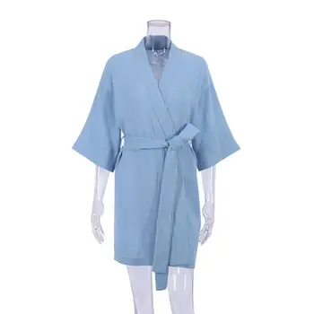 Ženske Hišna Obleke Dvojne Plasti Gaza Sleepwear Priložnostne Kimono kopalni plašč Obleke Nightgown Seksi More Poročne Poročno Darilo 5