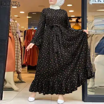 Ženske Muslimanskih Dolga Obleka Ohlapno Haljo Priložnostne Print Maxi Sundress ZANZEA 2022 Pomlad Dame, Dolge Vestidos Povoj turška Obleka 0