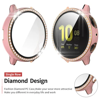 Ženske Nosorogovo PC Ohišje za Samsung Galaxy Watch Aktivna 2 44 mm 40 mm Pokrov, s Screen Protector Stekla Film Dva-barvo Odbijača 1